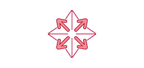 Arrows pointing outwards, representing effortless scaling and growth.