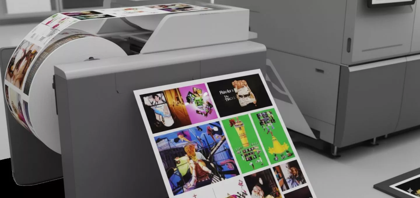 A professional visualization of the Ricoh press with advanced drying technologies in action. The printer is producing high-quality output on offset coated papers and light stocks at high speed, with visual emphasis on smooth, polished results. A subtle cutaway or glow effect highlights the inline drying system, showing inks being cured instantly for vibrant, durable prints. Nearby samples showcase heavy ink coverage without cockling or wrinkling, demonstrating the effectiveness of the anti-cockling technology. The scene conveys innovation, speed, and versatility, with a sleek, modern production environment emphasizing reliability across a wide variety of media.